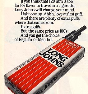 Long Johns Cigarettes Ad 1975