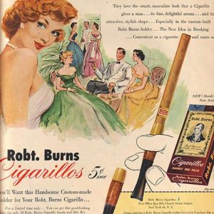 Robert Burns Cigars Ad 1952