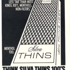 Silva Thins Cigarettes Ad 1973