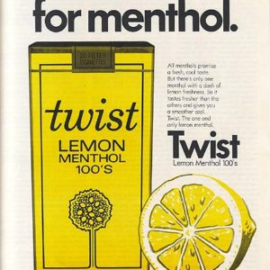 Twist Lemon Menthol Cigarettes Ad 1974