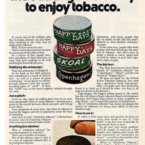 United States Tobacco Company Ad 1972