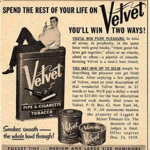 Velvet Pipe Tobacco Ad 1959