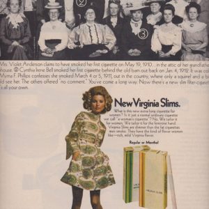 Virginia Slims Cigarettes Ad 1968