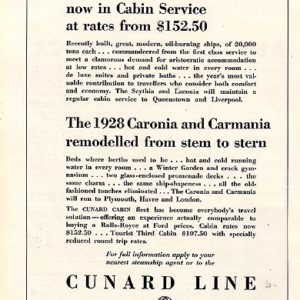 Cunard Line Ad 1928